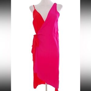 Chic Asymmetrical Pink and Red Dress